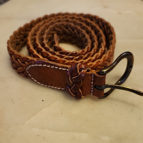 Echo Accessories - ECHO Made In Turkey Brown Leather Braided Belt